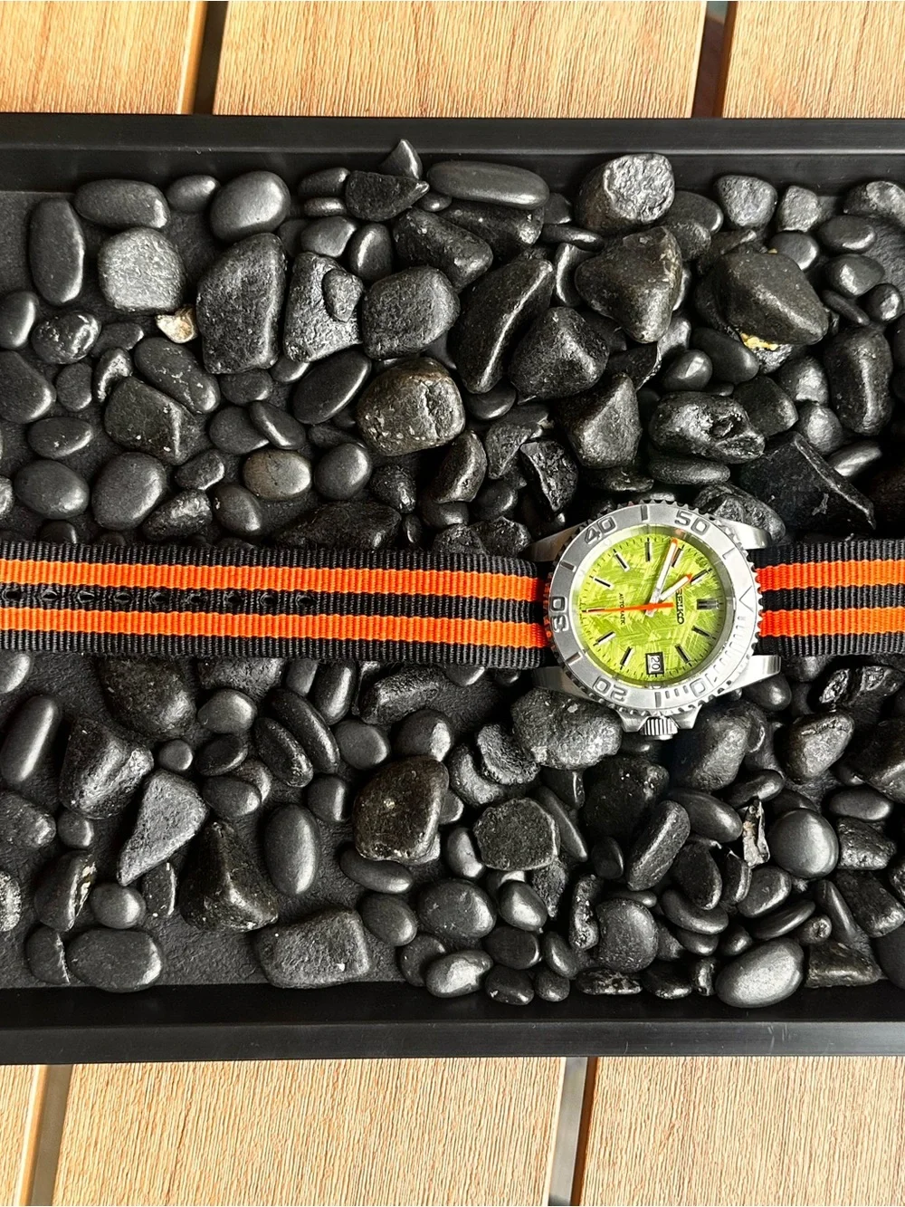 Seiko Men’s Automatic Watch Mod - Lime Green Dial, Silver Case